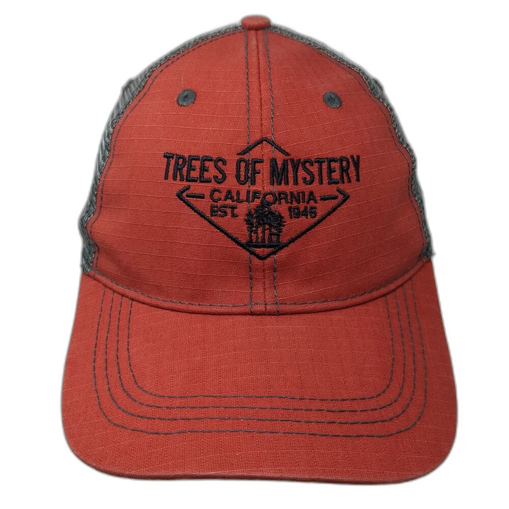 Prairie Mountain Trucker Hat Red Gray One Size Trees Mystery California Snapback